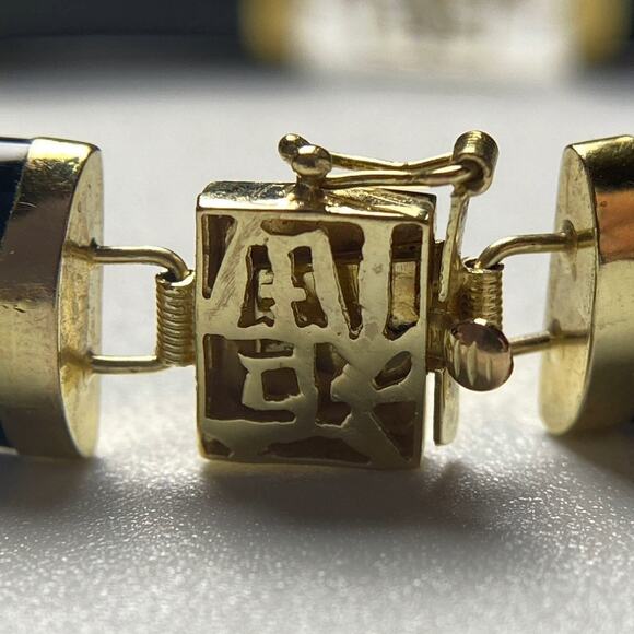 14K Gold Black Onyx Bracelet – Love & Country Symbols - Picture 5 of 16